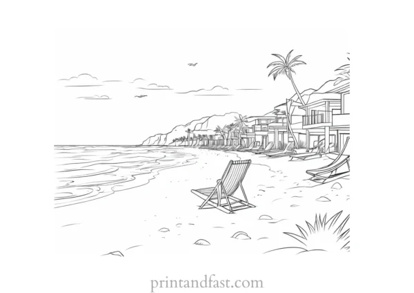 beach coloring page vacation