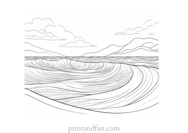 beach coloring page waves