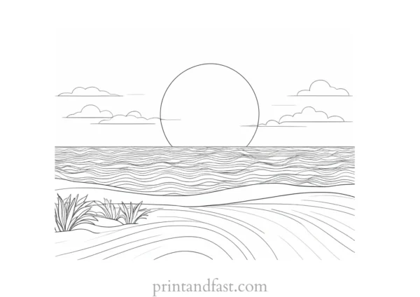 beach sun coloring page