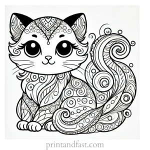 beautiful cat coloring page