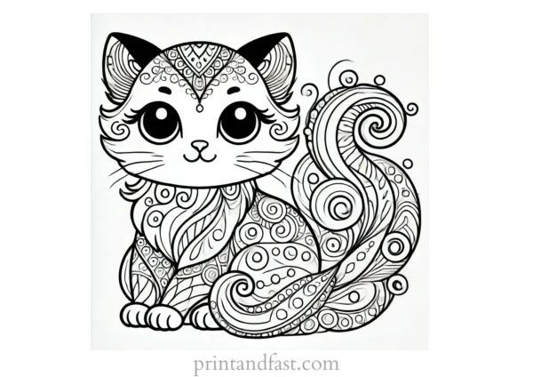 beautiful cat coloring page