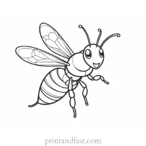 bee coloring page cartoon