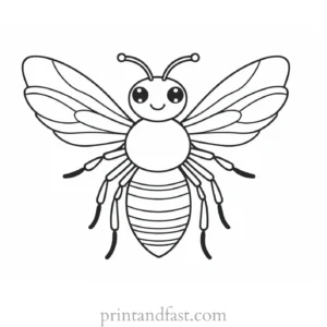 bee coloring page cute