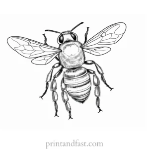 bee coloring page realistic