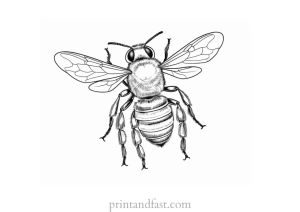 bee coloring page realistic