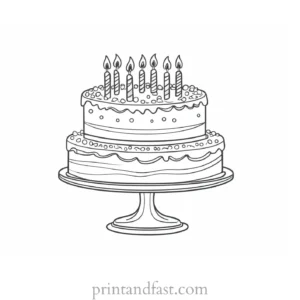 birthday cake coloring page cartoon