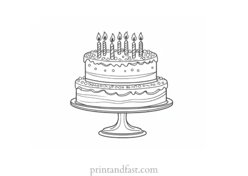 birthday cake coloring page cartoon