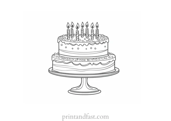 birthday cake coloring page cartoon