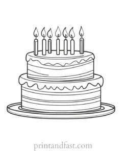 birthday cake coloring page detailed