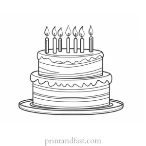 birthday cake coloring page detailed