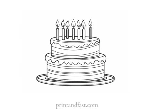 birthday cake coloring page detailed