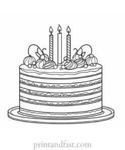 birthday cake coloring page easy