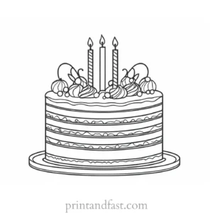 birthday cake coloring page easy