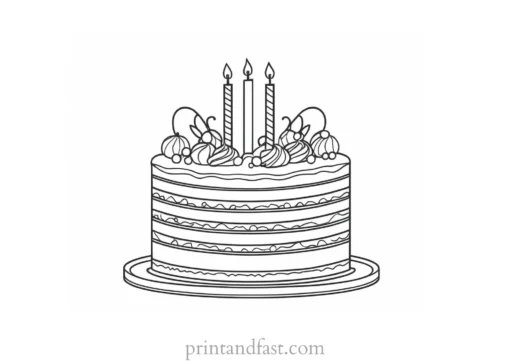 birthday cake coloring page easy