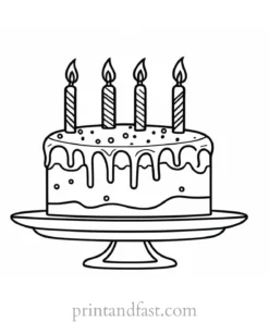 birthday cake coloring page for kids