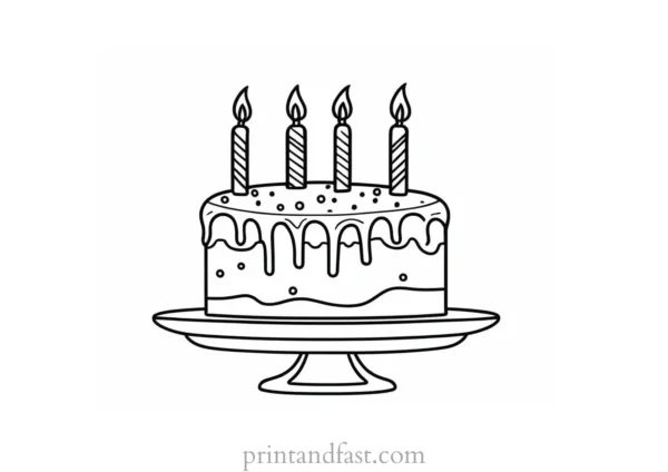 birthday cake coloring page for kids