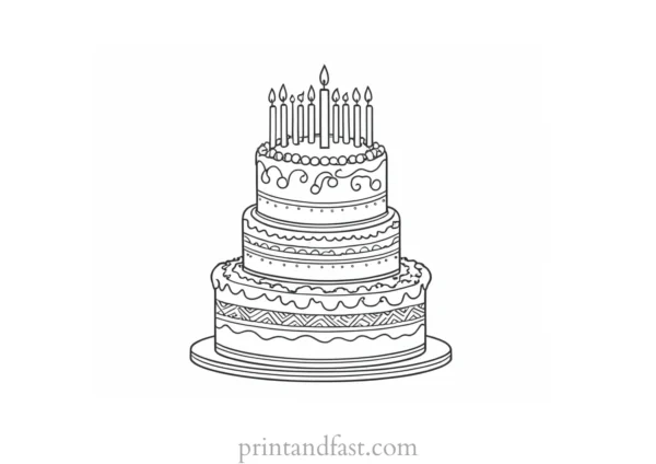 birthday cake coloring page intricate