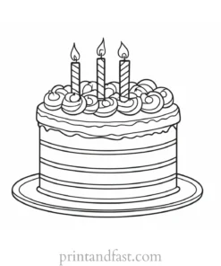 birthday cake coloring page realistic