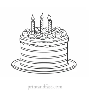 birthday cake coloring page realistic