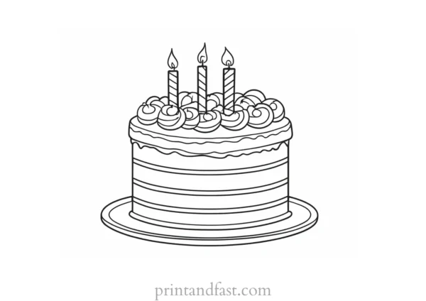 birthday cake coloring page realistic