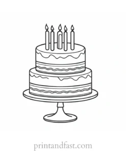 birthday cake coloring page simple