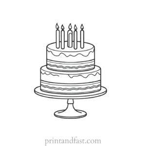 birthday cake coloring page simple