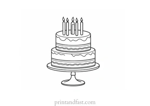 birthday cake coloring page simple