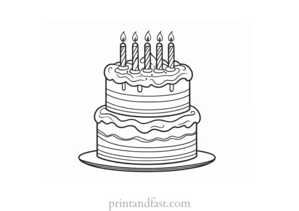 birthday cake coloring page template