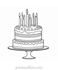 birthday cake coloring page with borders