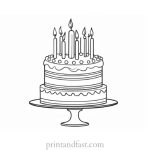 birthday cake coloring page with borders