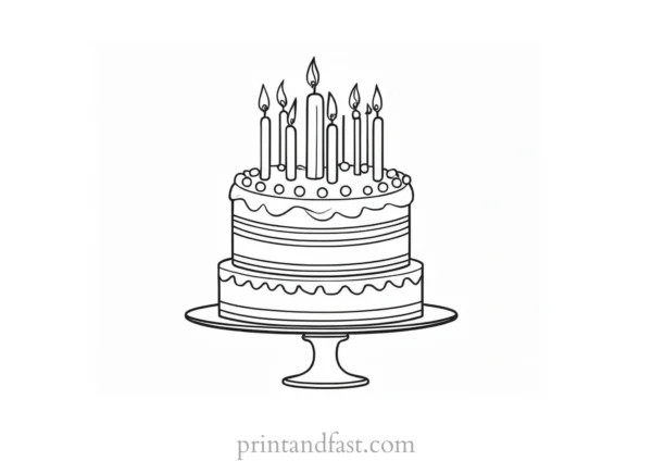 birthday cake coloring page with borders