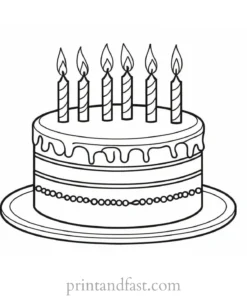 birthday cake coloring page with candles