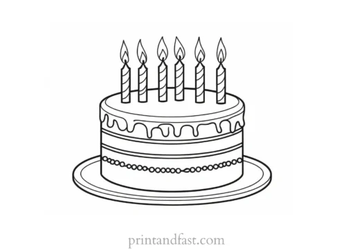 birthday cake coloring page with candles