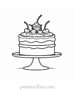 birthday cake coloring page with cherry on top