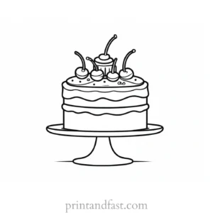 birthday cake coloring page with cherry on top