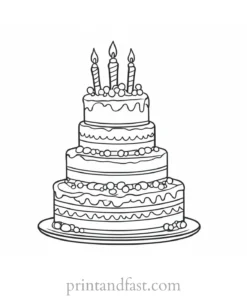 birthday cake coloring page with frosting