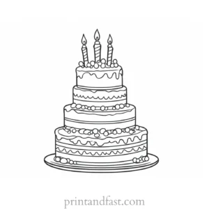 birthday cake coloring page with frosting