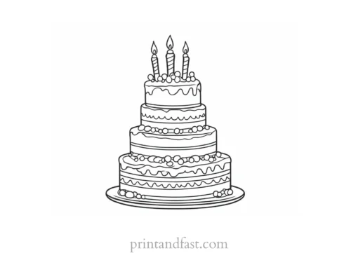 birthday cake coloring page with frosting