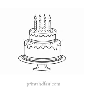 birthday cake coloring page with message