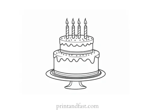 birthday cake coloring page with message