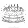 birthday cake coloring page with sprinkles