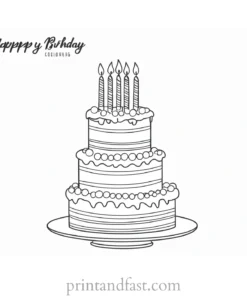 birthday cake coloring page with text