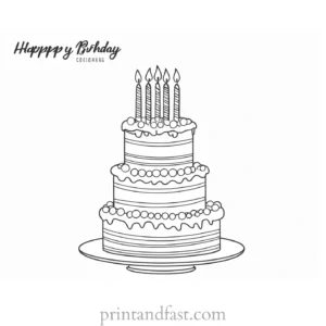 birthday cake coloring page with text