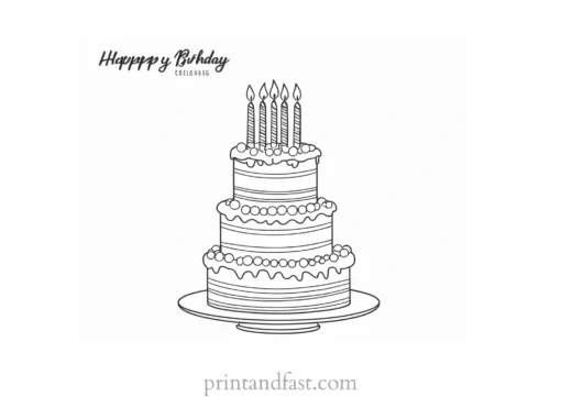 birthday cake coloring page with