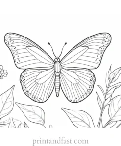 butterfly coloring page with nature