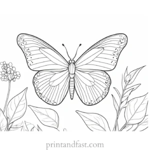 butterfly coloring page with nature