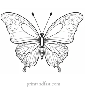 butterfly coloring page with swirls