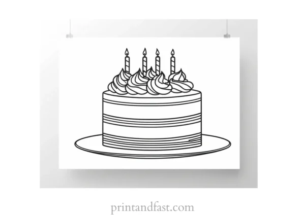 cake coloring page PDF