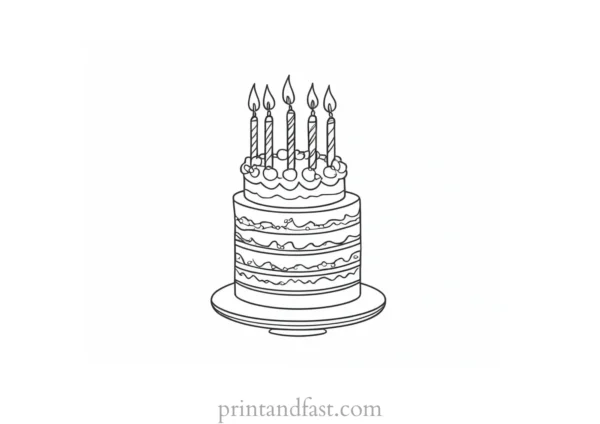 cake coloring page birthday