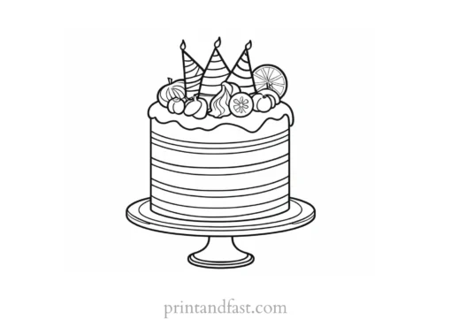 cake coloring page cute